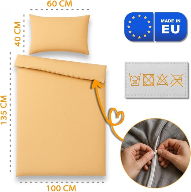 Detalle de Musselin Bettwäsche Kinderbettwäsche 100x135cm - Baby Musselin-Bettwäsche Set aus Kinder Kissenbezug 40x60 cm und Kinderbettdecke Bezug 100 x 135 cm Baumwolle Babybettwäsche Oeko-Tex-Zertifikat
Musselin Bettwäsche Kinderbettwäsche 100x13…