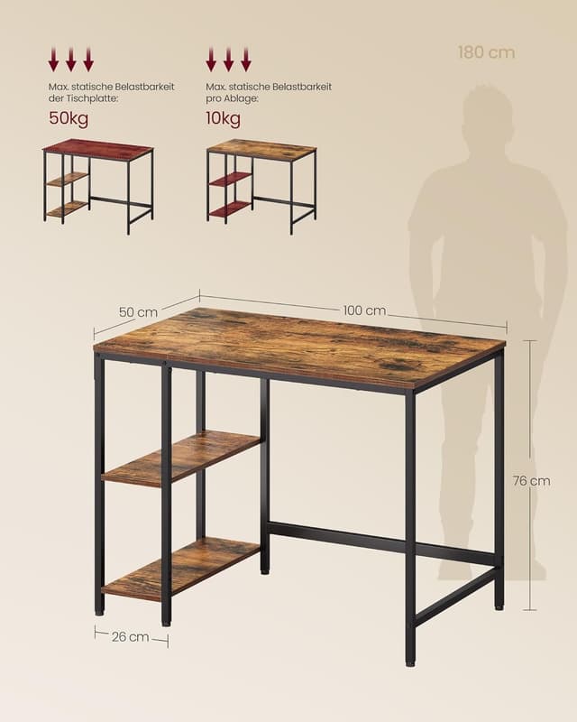 Thumbnail 2 de VASAGLE Tisch Computertisch 100x50x76 cm