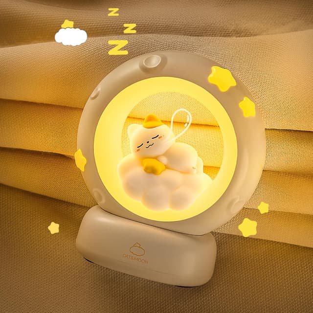 Detalle de Wetry Kids Night Light Moon Lamp (Rabbit design) – battery operated, touch-dimmable portable bedside lamp