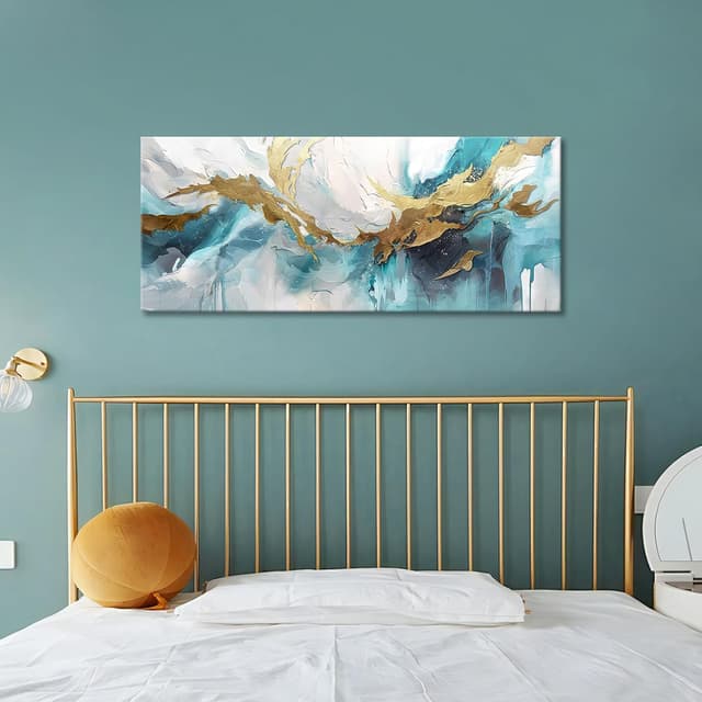 Thumbnail 2 de HALFLEMART Cuadro Abstracto Moderno Verde Oro para Decoración 🖼