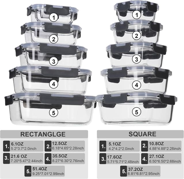 Thumbnail 1 de GENICOOK 18-Piece Glass Food Storage Set
