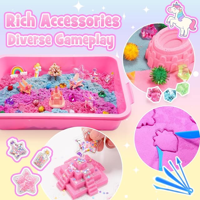 Detalle de Geebiiny Magic Play Sand Set 900g Einhorn