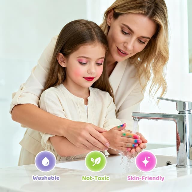 Detalle 2 de PERRYHOME Kids Makeup Set for Girls (63-Piece) — Washable, Non-Toxic Play Makeup & Unicorn Accessories