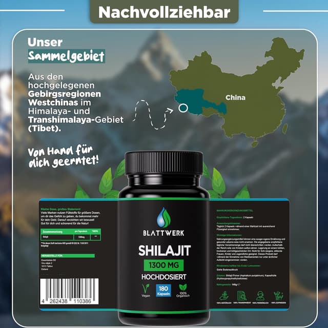 Detalle 1 de BLATTWERK Himalaya Shilajit 1300 mg Tagesdosis