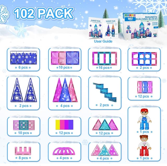 Thumbnail 6 de Paaxido Magnetic Tiles 102-Piece Diamond Set