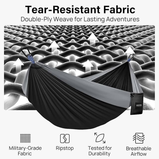 Detalle de Kootek Camping Hammock with Tree Straps & Attached Carry Bag (Portable Camping Hammock)