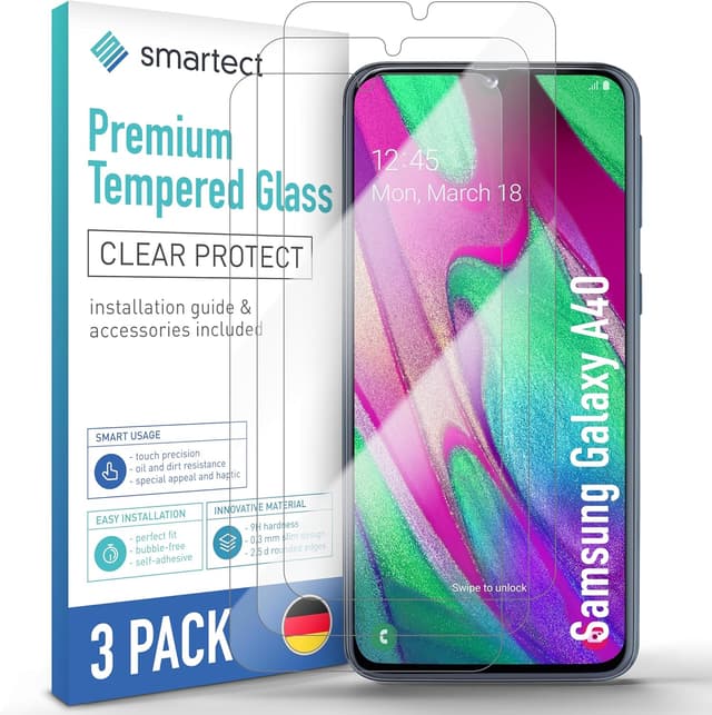 Detalle de smartect Verre Trempé 9H (3 pièces, transparent) pour Samsung Galaxy A40