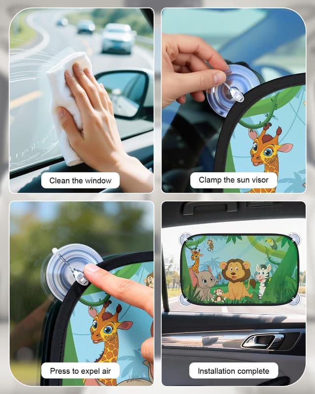 Detalle de PEMOTech Auto Sonnenschutz Baby 2026 Upgrade für Heck- und Seitenscheibe (2 Stück) mit Saugnäpfen, UPF50+