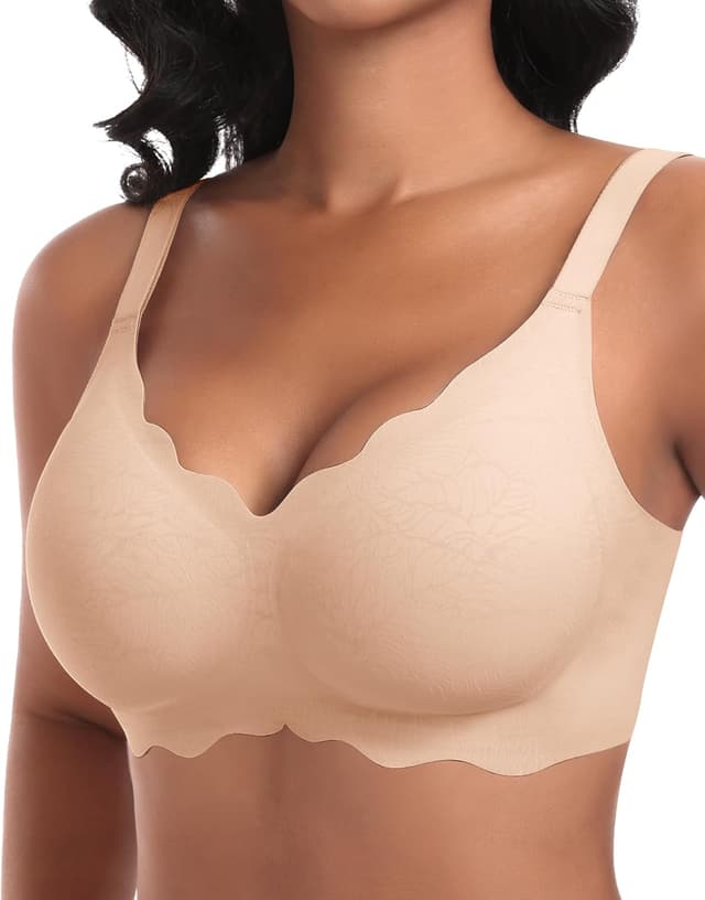 Detalle de Ganado Damen nahtloser BH ohne Bügel mit tiefem V-Ausschnitt – bequemes Bralette Soft Bustier
