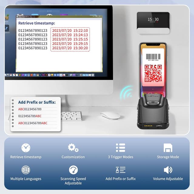 Thumbnail 5 de NETUM E800 scanner de codes-barres 1200 mAh