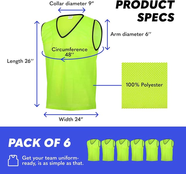 Detalle de GSi Sports Pinnies mesh training vests (packs of 6 or 12) – free size, orange high-vis pack