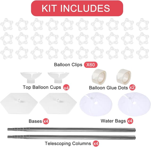 Detalle de Balloon Stand Set of 4 7FT Adjustable Balloon Tower 🎈