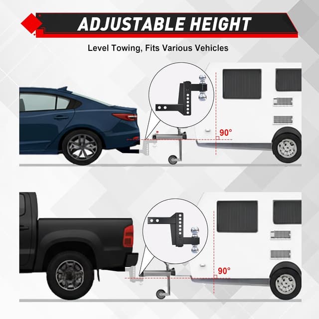 Thumbnail 5 de TYT Adjustable Trailer Hitch 6" Drop 🚚