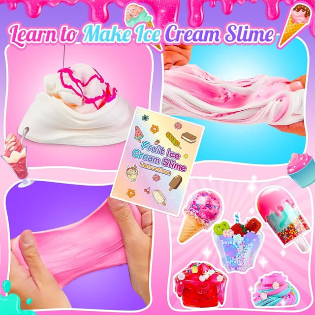 Detalle de Adeokay Schleim Selber Machen Set für Mädchen (6–12 Jahre) – Fruit Slime DIY Geschenkset mit Eisformen