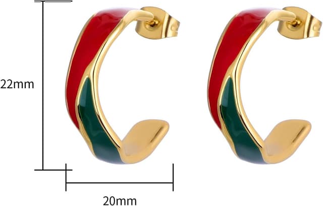 Detalle 2 de TaYolnFaSo C-förmige, runde Creolen mit Emaille (vergoldet) aus Edelstahl für Damen