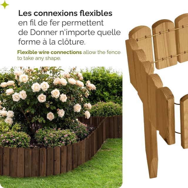 Detalle 2 de Garronda GD-0148 : bordure de jardin en bois (clôture/palissade) pour délimiter vos espaces extérieurs