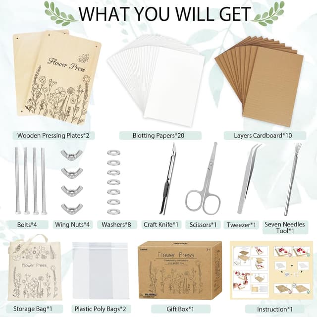 Thumbnail 2 de Sanlebi Large Flower Press 30x21cm kit 🌼