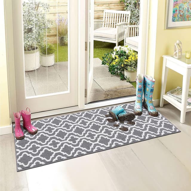 Detalle de SHACOS Grey Hallway Runner Rug (50x150cm) with Non-Slip TPR Backing
