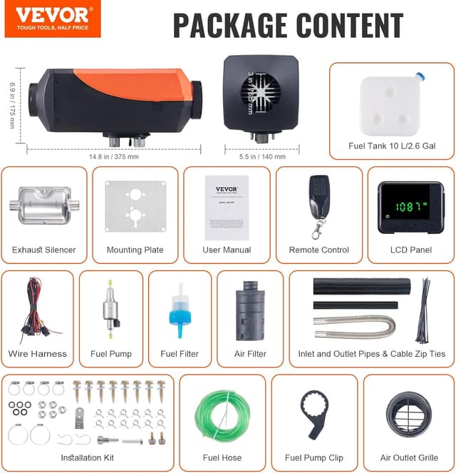 Thumbnail 6 de VEVOR riscaldatore diesel aria 8 kW