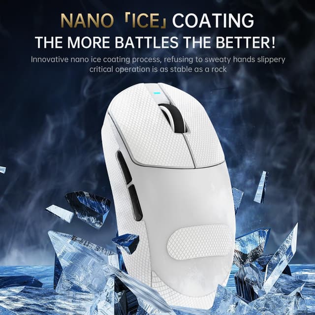 Detalle de Attack Shark X8 Ultra 55g gaming mouse (PixArt PAW3950MAX, 8KHz, tri-mode wireless/BT/wired)