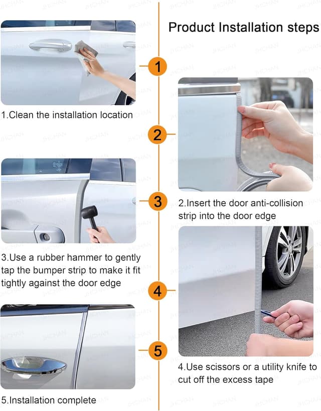 Thumbnail 6 de Universal Car Door Edge Protector with Hammer (Grey, 10M) — weatherproof rubber trim stripe guard