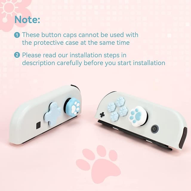 Detalle 2 de GeekShare Cat Paw Button Caps & Thumb Grips Set for Nintendo Switch/OLED (Blue)