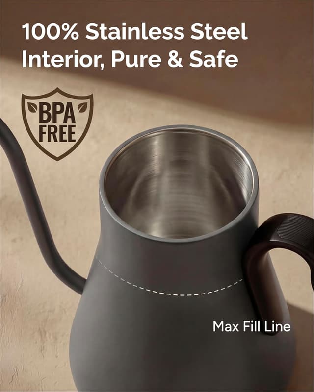 Thumbnail 6 de INTASTING Electric Kettle with Gooseneck Spout, ±1℉ Temperature Control (0.9L, Dark Grey)