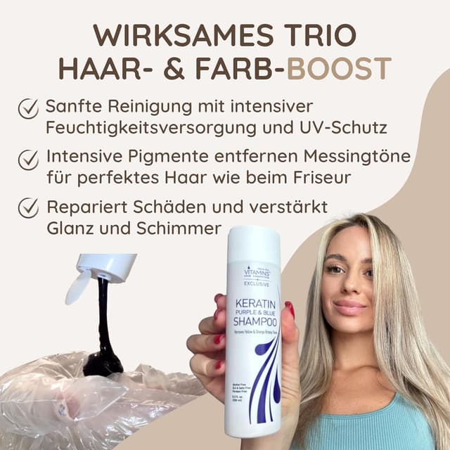Detalle 2 de Vitamins Silber Shampoo für blondes Haar Keratin Anti Gelbstich 💇♀
