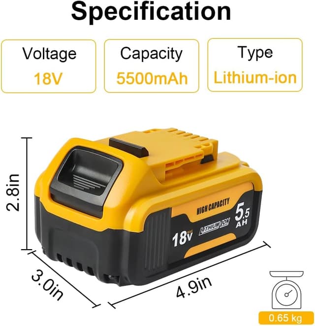 Detalle de 18V Powarobor DCB184 5.5Ah lithium battery