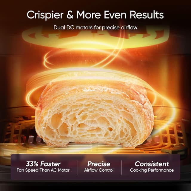 Detalle de Cosori TurboTower Dual Air Fryer 10.8L (Space-Saving Double Stack) – Dual zone tower air fryer for full meals