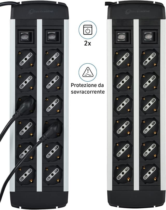 Thumbnail 1 de Electraline 61916 Multipresa Alu-Line 12 posti 2 m