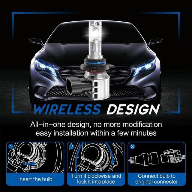 Detalle 2 de Sinoparcel HIR2 / 9012 LED Headlight Bulb (with cooling fan) – 2-pack, IP67, 6500K