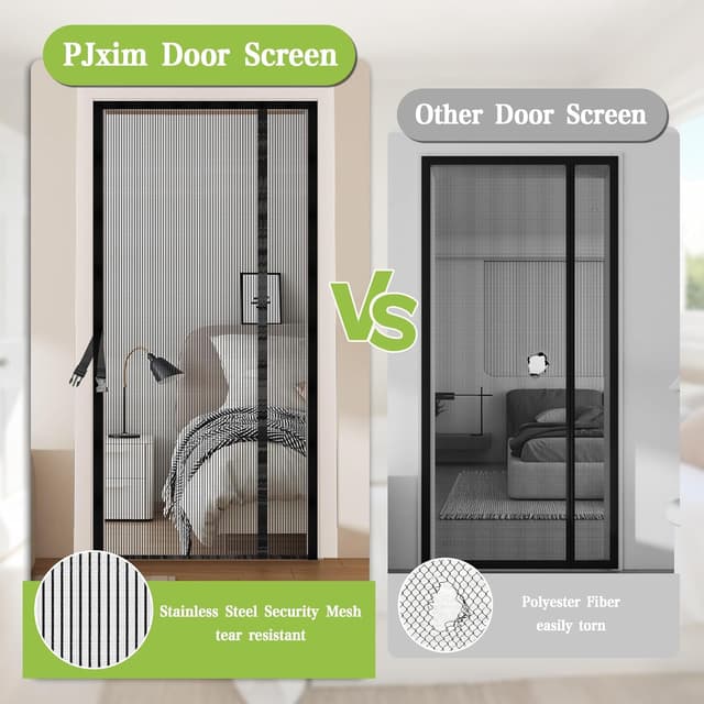 Detalle de PJExim Magnetic Fly Screen Door (Heavy Duty, No-Drill) for Patio Doors