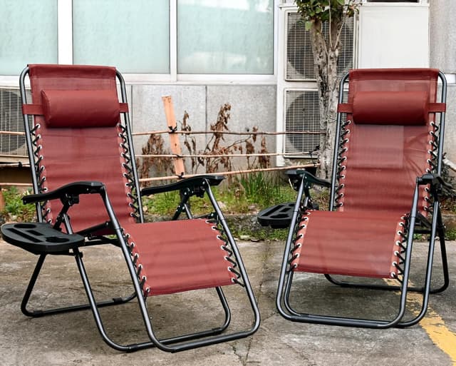 Detalle 2 de T-LoVendo Pack 2 Tumbonas Gravedad Zero BORGOÑA