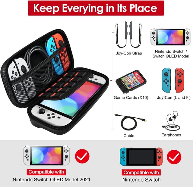 Thumbnail 1 de iVoler Funda rígida para Nintendo Switch con capacidad y bolsillos