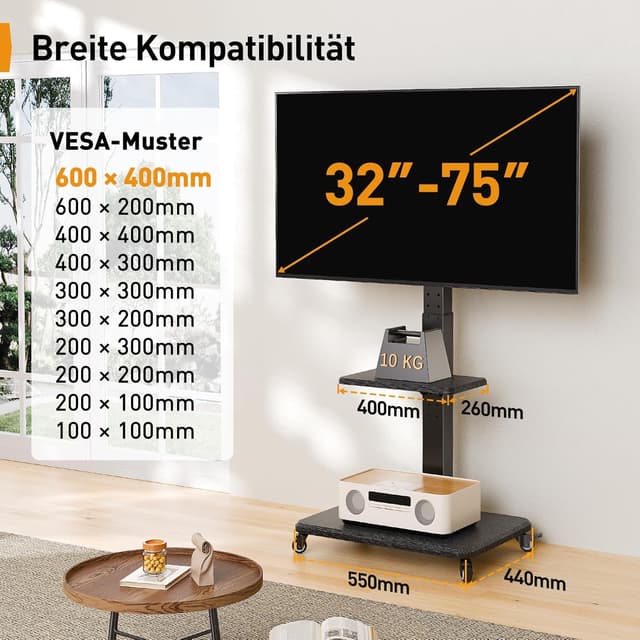 Detalle 2 de Perlegear PGTVMC27 TV Ständer 32–75 Zoll