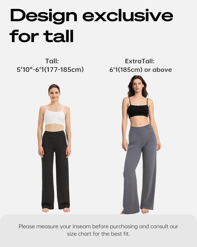 Detalle de Zylioo Tall Women Flared Leggings (Extra Long Boot Cut Yoga Pants) with Pockets