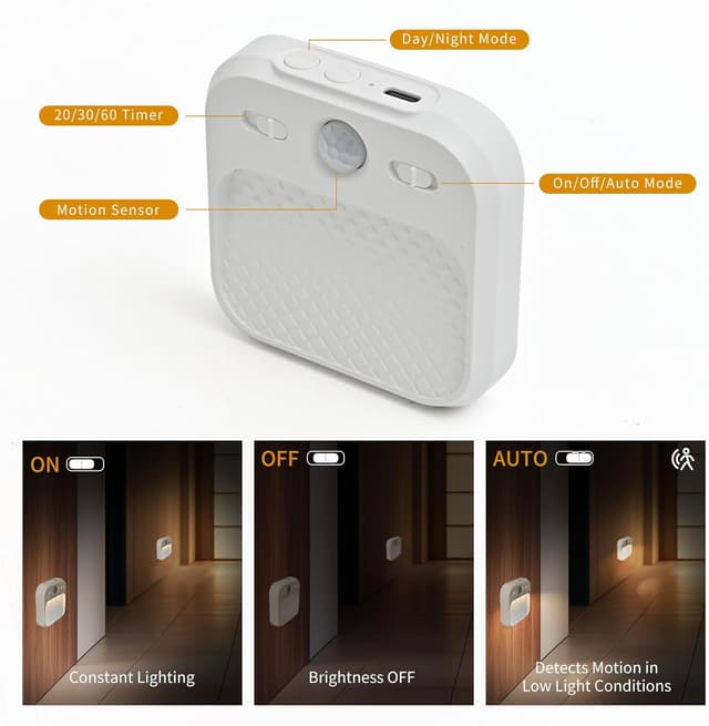 Thumbnail 4 de AmmToo Nachtlicht Bewegungsmelder, 2er-Set 🔆