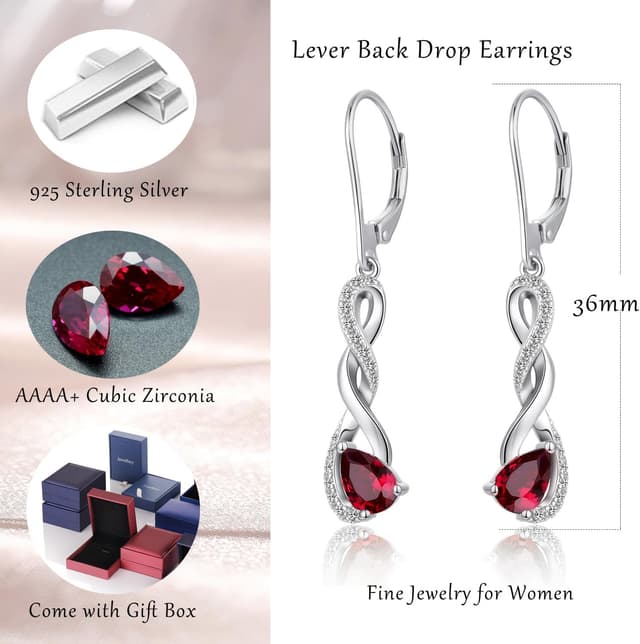 Thumbnail 6 de Jiamiaoi Infinity-Ohrhänger aus 925 Sterling Silber, 18K Weißgold-plattiert mit Zirkonia – in Silber