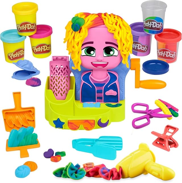 Detalle de Hasbro Play‑Doh Peluquería para niños 3+ con 6 botes 🎨