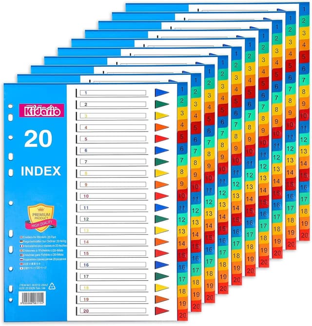 Detalle de A4 file dividers 10 pack, 20 parts