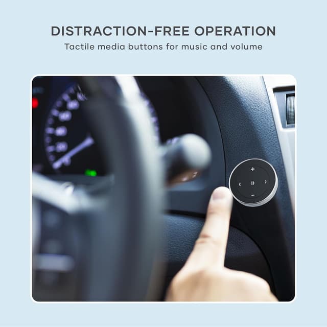 Detalle de Satechi Bluetooth Media Button with Steering Wheel Mount — wireless music and volume control for car, bike and desk
