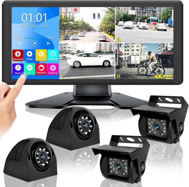Detalle de RV Backup Camera System with 10.36” 4K 4-Split Monitor and 4 x 1080P Cameras
