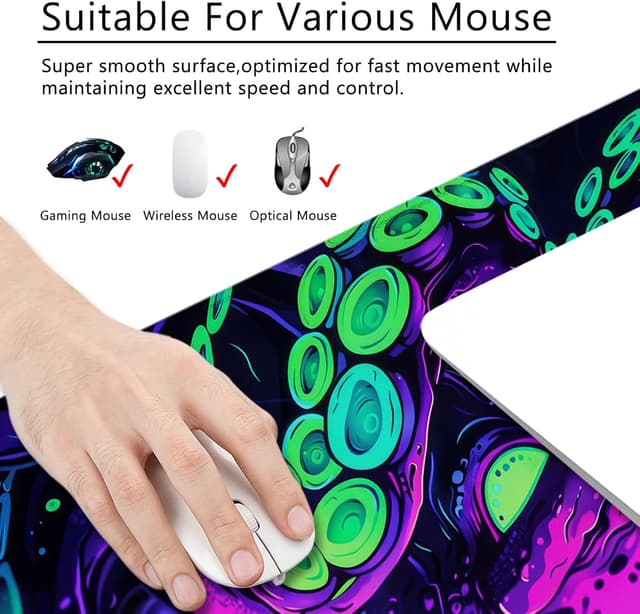 Detalle 2 de WYDUCVI Octopus Large Gaming Mouse Mat (Ocean) – XL desk mat 31.5x11.8x0.12 inch