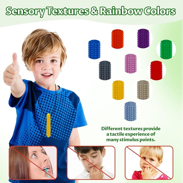 Detalle 2 de LSHUN Sensory Chew Necklace 10PCS for ADHD