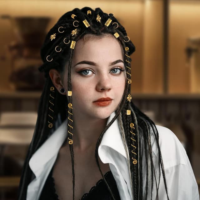 Thumbnail 5 de Kieswan Dreadlocks Schmuck 100 Stück Gold