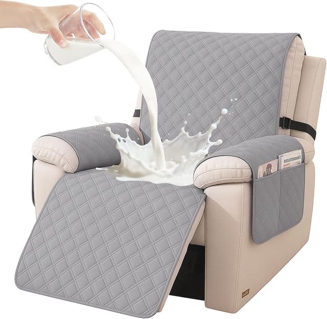 Detalle de YSTELLAA Copripoltrona 1 posto impermeabile per relax reclinabile grigio chiaro