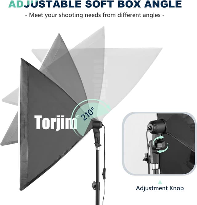 Detalle de Torjim Softbox Photography Lighting Kit (2 Pack) 27" x 27" with 3000K–7500K LED Bulbs and Remote