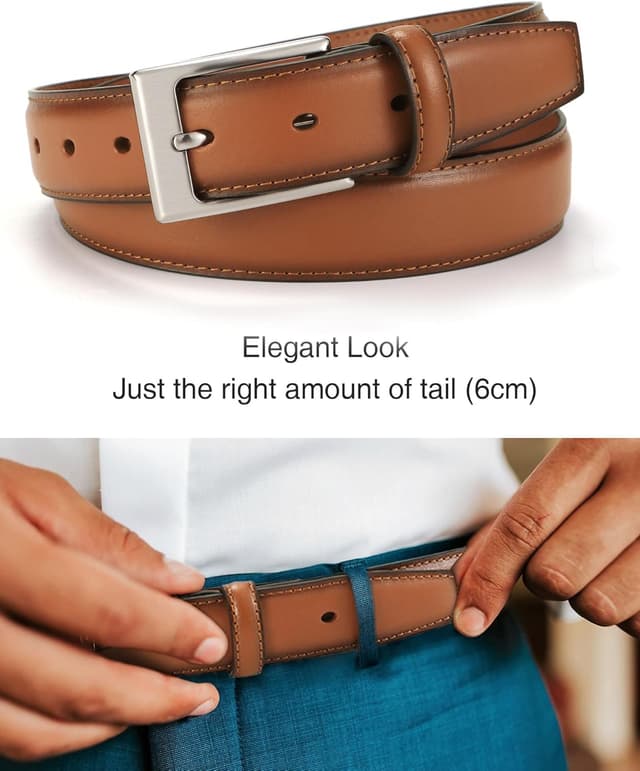 Detalle de CHAOREN Leather Belts for Men – 1 1/8" leather belt for suits and smart casual