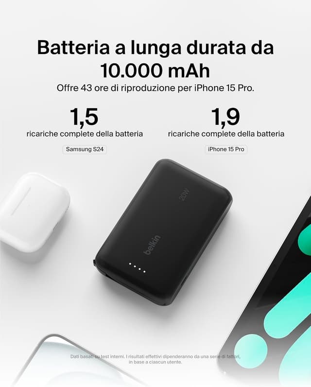 Thumbnail 3 de Belkin BoostCharge power bank 10.000 mAh con cavo integrato e ricarica USB-C PD fino a 20 W